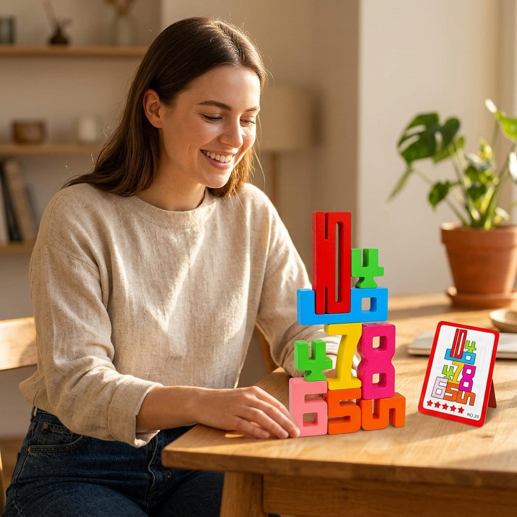 Wooden Number Stacking Blocks