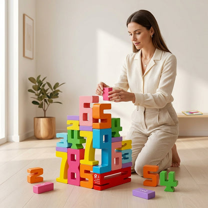 Wooden Number Stacking Blocks