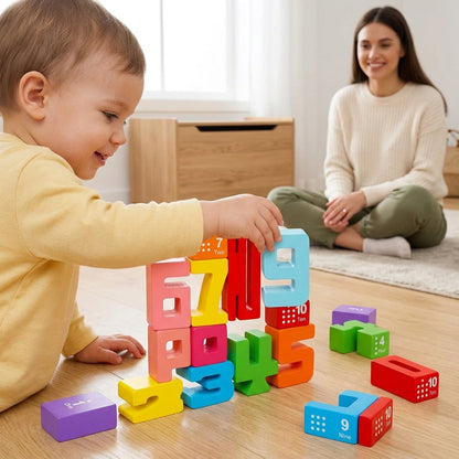 Wooden Number Stacking Blocks