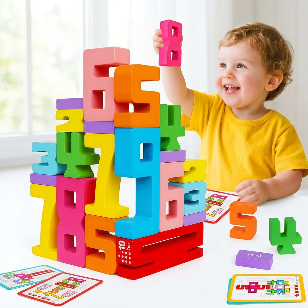 Wooden Number Stacking Blocks